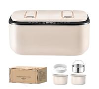 Mini Olla de Arroz, Vaporizador de Viaje Portátil, Control Táctil de Pantalla Digital Inteligente, Programación de Zona de 24 Horas, Se Puede Separar de la Sopa de Arroz Control de Temperatura