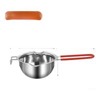 Mini olla de fusión de chocolate de acero 304, pequeña caldera doble para mantequilla de caramelo y queso, mango ergonómico con dos boquillas de vertido, diseño compacto de 12,3 cm (B)