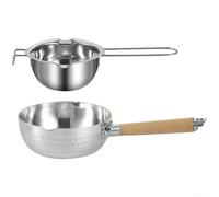 Mini olla de fusión de chocolate de acero inoxidable 304 para jabón de cera de caramelo, cacerola pequeña con mango largo y boquillas de vertido, 480 ml (D)
