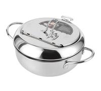 Mini Olla para ír de Acero Inoxidable de Estilo Japonés con Termómetro, Cocina de Inducción Compatible con idora Pequeña (tamaño pequeño 20cm)
