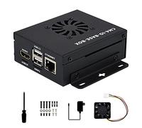 Mini ordenador basado en Raspberry Pi Compute Module 4 (no incluido), interno CM4-IO-BASE-B, carcasa de metal, con ventilador de refrigeración, conectores CSI/DSI/HDMI/USB/RJ45 integrados, etc.