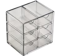 Mini organizador de cajones con 6 organizador de cajón pequeño de compartimento transparente 4.7x4.7x3.5 pulgadas de maquillaje de plástico para joyas de encimera de la oficina de maquillaje
