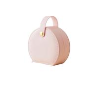 Mini organizador de joyas, estuche viaje for exhibición, pendientes, collar, anillo, bolso portátil, caja joyería, almacenamiento cuero Para Guardar Y Organizar Joyas(Pink)