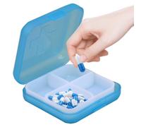 Mini organizador de pastillas, organizador diario de pastilleros, caja de medicina de cuatro compartimentos, transparente diario, estuche de anillo cerrado para aceites de pescado, viajes, bolso