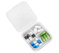 Mini organizador de pastillas, organizador diario de pastilleros, estuche portátil con cuatro compartimentos, contenedor para bolso, aceites de pescado, suplementos medicinales, viajes