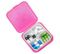 Mini organizador de pastillas, pequeño organizador de pastillas | Organizador diario de de viaje | de de cuatro compartimentos con cierre a presión portátil, pastillero para bols