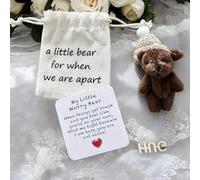 Mini oso de peluche hecho a mano con sombrero - Juego de oso de peluche positivo - Mini oso de bolsillo abrazo para amigos, niños, familia, regalos positivos para mujeres y hombres (marrón)