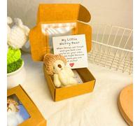 Mini oso de peluche hecho a mano en caja, oso pequeño en una caja, My Little Worry Bears Mini osos de bolsillo con tarjeta de apoyo emocional, recuerdo de peluche suave hecho a mano para los amantes
