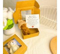 Mini oso de peluche hecho a mano en caja, oso pequeño en una caja, My Little Worry Bears Mini osos de bolsillo con tarjeta de apoyo emocional, recuerdo de peluche suave hecho a mano para los amantes