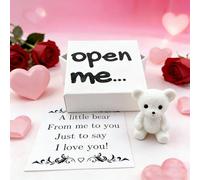 Mini oso en caja con tarjeta "I Love You", caja de regalo con figura de oso, regalo de felpa de larga distancia para el día de San Valentín para amigos, colegas, familiares y niños