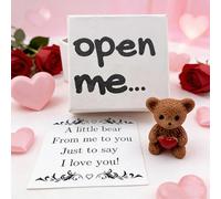 Mini oso en caja con tarjeta "I Love You", caja de regalo con figura de oso, regalo de felpa de larga distancia para el día de San Valentín para amigos, colegas, familiares y niños