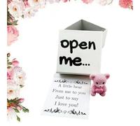 Mini oso en caja con tarjeta "I Love You", osito de bolsillo de resina en caja con corazón rojo, recuerdo de osos pequeños de tamaño de bolsillo, regalo conmovedor para mujeres para el día de San