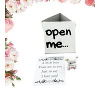 Mini oso en caja con tarjeta "I Love You", osito de bolsillo de resina en caja con corazón rojo, recuerdo de osos pequeños de tamaño de bolsillo, regalo conmovedor para mujeres, día de San Valentín