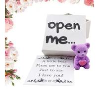 Mini oso en caja con tarjeta "I Love You", osito de bolsillo de resina en caja con corazón rojo, recuerdo de osos pequeños de tamaño de bolsillo, regalo conmovedor para mujeres para el día de San