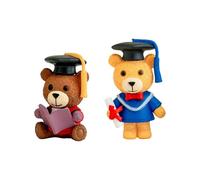 Mini Osos de Graduación 2 Piezas Decoración Mesa de Animal con Gorro | Figura De Oso Para Niños, Estudiantes, Clase, Instituto, Universidad, , Estante, Mesita de