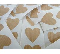 Mini Pack de pegatinas, forma de Corazón marrón claro, KRAFT PEGATINAS, 28x28mm Corazón ETIQUETAS AUTOADHESIVAS