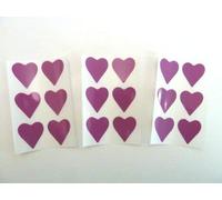 Mini Pack de pegatinas, morado, 22x20mm, en forma de corazón de Color Plástico Durable retén Etiquetas