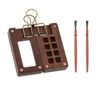 Mini Paleta, 2 Pinceles de Pintura, Caja de Mezcla de Colores Portátil de Madera Con 8 Compartimentos y Clip para Acuarela y Arte