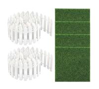 Mini - Panel de valla de juguete de madera de 35 pulgadas, placa decorativa para manualidades con hierba artificial de 4 piezas para niños, ideal para juegos en interiores y exteriores, decoración del