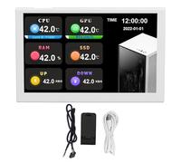 Mini Pantalla HD IPS, Monitor de Datos de PC USB de Vista Completa IPS de Resolución 800x480 de 5,0 Pulgadas con Puerto PH Tipo C, Conexión Fácil, Configuraciones (White)