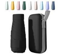 Mini Paraguas con Estuche, paraguas de bolsillo,paraguas mini plegable, Paraguas Plegable Pequeño, Resistente al Viento Paraguas para Adultos（negro）
