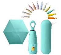 Mini paraguas de viaje para el sol, capa de revestimiento de tela, bloqueo de tela, protección UV anti UPF 50, 99.9% compacto, plegable, mochila portátil pequeña, ligera, sol, lluvia, sol, hombres