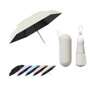 Mini Paraguas Plegable con Correas Anchas y Cordón Retráctil/Ligero/Bolsillo/Portátil/Caja de Paraguas/Protección UV/Secado Rápido/Soleado Lluvioso/6 Varillas/Vogue/Mujer/Niños