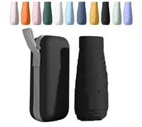 Mini Paraguas Plegable, Paraguas Pequeño de Bolsillo con Protección UV 50+ y Antiviento | 6 Costillas Reforzadas | Incluye Estuche Compacto | Portátil para Viaje, Sol y Lluvia | Unisex (Negro)