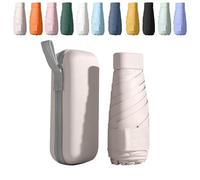 Mini Paraguas Plegable, Paraguas Pequeño de Bolsillo con Protección UV 50+ y Antiviento | 6 Costillas Reforzadas | Incluye Estuche Compacto | Portátil para Viaje, Sol y Lluvia | Unisex (Beige)