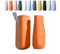 Mini Paraguas Plegable, Paraguas Pequeño de Bolsillo con Protección UV 50+ y Antiviento | 6 Costillas Reforzadas | Incluye Estuche Compacto | Portátil para Viaje, Sol y Lluvia | Unisex (Naranja)