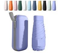 Mini Paraguas Plegable, Paraguas Pequeño de Bolsillo con Protección UV 50+ y Antiviento | 6 Costillas Reforzadas | Incluye Estuche Compacto | Portátil para Viaje, Sol y Lluvia | Unisex (Morado)