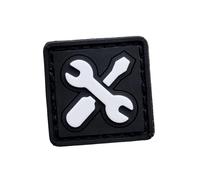 Mini parche de PVC para herramientas mecánicas, que brilla en la oscuridad, llave inglesa y destornillador con gancho trasero