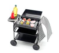 Mini Parrilla al Aire Libre 1:12 Estufa de Parrilla de Utensilios de Cocina Miniatura con Comida de Barbacoa Falsa, simulación Muebles de casa de muñecas para Decoraciones de casa muñecas mi