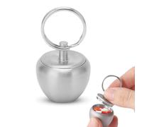 Mini pastillero con forma de manzana,Pastillero peque?o de acero inoxidable, Mini pastillero portátil de metal de acero inoxidable, Tarro sellado Llavero colgante, Caja de pastillas de acero ino