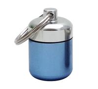Mini pastillero de aleación de aluminio, llavero, botella, mochilero, tabletas personales, adultos, niños, ancianos, impermeable, contenedor sellado, azul