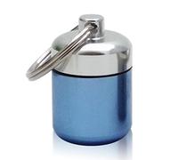 Mini pastillero de aleación de aluminio, llavero, botella, mochilero, tabletas personales, adultos, niños, ancianos, impermeable, contenedor sellado, azul