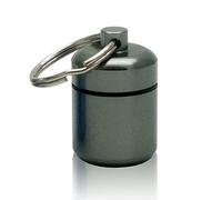 Mini pastillero de aleación de aluminio, llavero, botella, mochilero, tabletas personales, adultos, niños, ancianos, impermeable, contenedor sellado, color gris