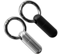 Mini pastillero de titanio puro, 2 unidades, resistente al agua, caja de pastillas de metal, para viajes, con llavero, para viajes al aire libre (negro, plata)