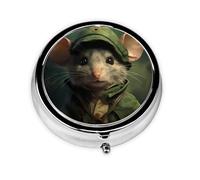 Mini pastillero redondo con diseño de WZYWHJ Little Mouse con diseño de cornudo pequeño y portátil con particiones para almacenamiento de medicamentos para viajes y uso diario
