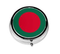 Mini pastillero redondo de la bandera de Bangladesh, ligero y portátil, con 3 insertos de plástico, adecuado para llevar en bolsillos o carteras.