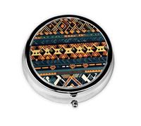 Mini pastillero redondo WZYWHJ africano tribal étnico textura, impresiones pequeño y portátil con particiones para almacenamiento de medicamentos para viajes y uso diario