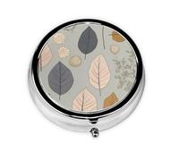 Mini pastillero redondo WZYWHJ Colorido Ramas y Hojas Impresiones Pequeño y Portátil con particiones para almacenamiento de medicamentos para viajes y uso diario