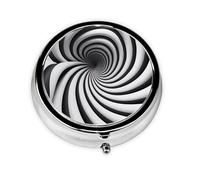 Mini pastillero redondo WZYWHJ espiral ilusión óptica GIF impresiones pequeño y portátil con particiones para almacenamiento de medicamentos para viajes y uso diario