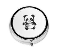 Mini pastillero redondo WZYWHJ lindo panda bebé impresiones pequeño y portátil con particiones para almacenamiento de medicamentos para viajes y uso diario