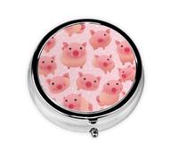 Mini pastillero redondo WZYWHJ Little Pink Pig impresión pequeño y portátil con particiones para almacenamiento de medicamentos para viajes y uso diario