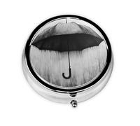 Mini pastillero redondo WZYWHJ Sketch paraguas impresión pequeño y portátil con particiones para almacenamiento de medicamentos para viajes y uso diario