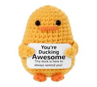 Mini Pato de Crochet Positivo, You Are Ducking Awesome Pato Ganchillo con Mensaje Positivo Apoyo Emocional Animal Positivo para Decoración de Fiesta Regalo Motivacional