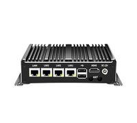 Mini PC Industrial Mini PC sin ventilador Quad Core J4125 (2,7 GHz), 4 x i226 2,5 G LAN, DDR4/COM/HD/USB3.0, mini ordenador de sobremesa, soporte WiFi de doble banda para la industria, NO RAM NO SSD