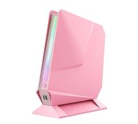 Mini PC para juegos, Intel Core I7-8750H Mini PC Nvdia GTX1050 GDDR5 6C/12T RGB Lights Mini computadora de escritorio, 16GB DDR4 512GB NVMe SSD, 2X HDMI Type-C WiFi6 BT5.2, Windows 11 Pro, rosa
