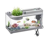 Mini pecera - ABS 31,5 x 13 x 16,5 cm | pecera decorativa retro silencioso pequeño acuario con bomba de aire | Para peces betta, camarones, tortugas, reptiles, decoración de mesa